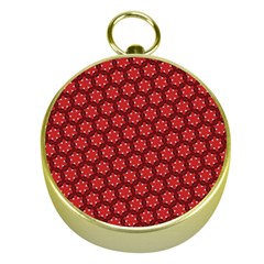 Red Passion Floral Pattern Gold Compasses by DanaeStudio