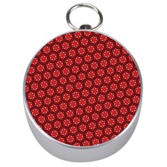 Red Passion Floral Pattern Silver Compasses by DanaeStudio