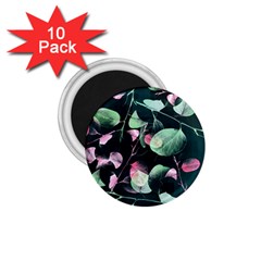 Modern Green And Pink Leaves 1 75  Magnets (10 Pack)  by DanaeStudio