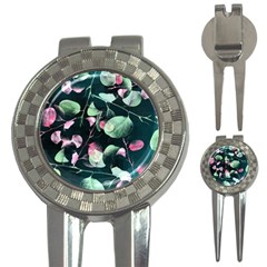 Modern Green And Pink Leaves 3-in-1 Golf Divots by DanaeStudio