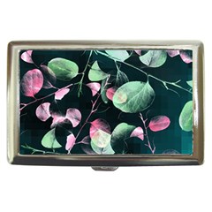 Modern Green And Pink Leaves Cigarette Money Cases by DanaeStudio