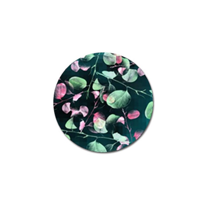 Modern Green And Pink Leaves Golf Ball Marker