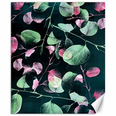 Modern Green And Pink Leaves Canvas 8  X 10  by DanaeStudio