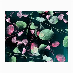 Modern Green And Pink Leaves Small Glasses Cloth (2-side) by DanaeStudio