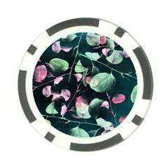 Modern Green And Pink Leaves Poker Chip Card Guards by DanaeStudio