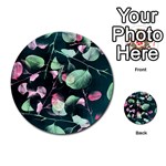 Modern Green And Pink Leaves Multi-purpose Cards (Round)  Front 1