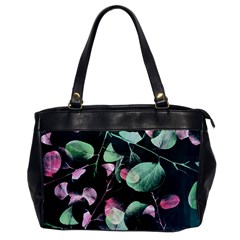 Modern Green And Pink Leaves Office Handbags by DanaeStudio