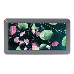 Modern Green And Pink Leaves Memory Card Reader (mini) by DanaeStudio