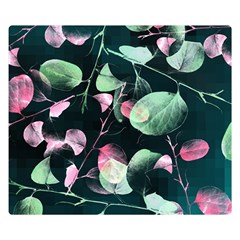 Modern Green And Pink Leaves Double Sided Flano Blanket (small)  by DanaeStudio