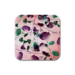 Spiral Eucalyptus Leaves Rubber Square Coaster (4 Pack)  by DanaeStudio