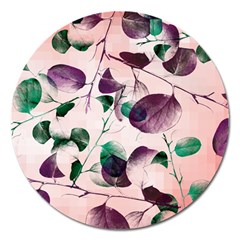 Spiral Eucalyptus Leaves Magnet 5  (round) by DanaeStudio