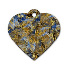 Antique Anciently Gold Blue Vintage Design Dog Tag Heart (two Sides) by designworld65