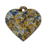 Antique Anciently Gold Blue Vintage Design Dog Tag Heart (Two Sides) Front