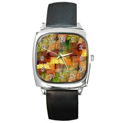 Indian Summer Funny Check Square Metal Watch by designworld65