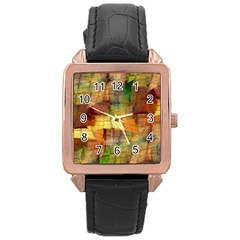 Indian Summer Funny Check Rose Gold Leather Watch  by designworld65