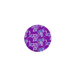 Cute Violet Elephants Pattern 1  Mini Buttons by DanaeStudio