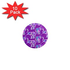 Cute Violet Elephants Pattern 1  Mini Magnet (10 Pack)  by DanaeStudio