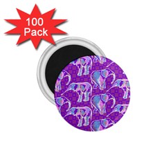 Cute Violet Elephants Pattern 1 75  Magnets (100 Pack)  by DanaeStudio