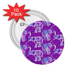 Cute Violet Elephants Pattern 2 25  Buttons (10 Pack)  by DanaeStudio