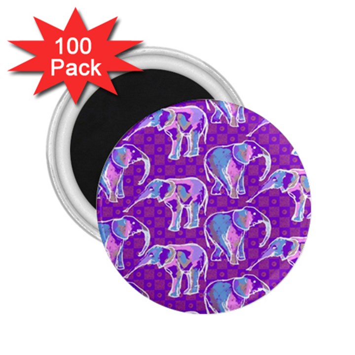 Cute Violet Elephants Pattern 2.25  Magnets (100 pack) 