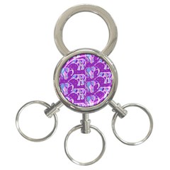 Cute Violet Elephants Pattern 3-ring Key Chains by DanaeStudio