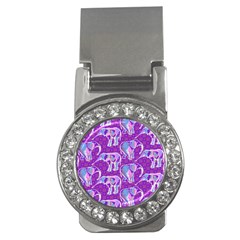 Cute Violet Elephants Pattern Money Clips (cz)  by DanaeStudio