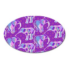 Cute Violet Elephants Pattern Oval Magnet by DanaeStudio