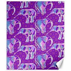 Cute Violet Elephants Pattern Canvas 8  X 10  by DanaeStudio