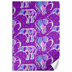 Cute Violet Elephants Pattern Canvas 12  X 18   by DanaeStudio