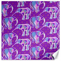 Cute Violet Elephants Pattern Canvas 20  X 20   by DanaeStudio