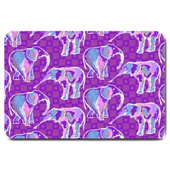 Cute Violet Elephants Pattern Large Doormat  by DanaeStudio