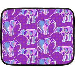 Cute Violet Elephants Pattern Fleece Blanket (mini) by DanaeStudio