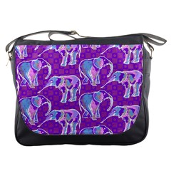 Cute Violet Elephants Pattern Messenger Bags