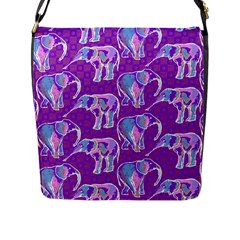 Cute Violet Elephants Pattern Flap Messenger Bag (l)  by DanaeStudio