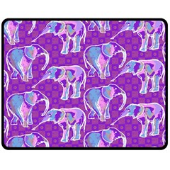 Cute Violet Elephants Pattern Double Sided Fleece Blanket (medium)  by DanaeStudio