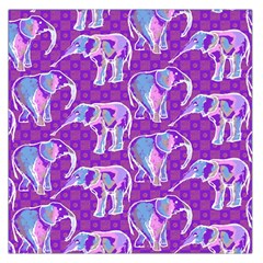 Cute Violet Elephants Pattern Large Satin Scarf (square) by DanaeStudio