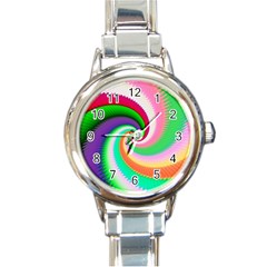 Colorful Spiral Dragon Scales   Round Italian Charm Watch by designworld65