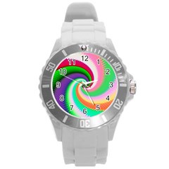 Colorful Spiral Dragon Scales   Round Plastic Sport Watch (l) by designworld65