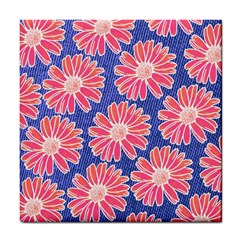 Pink Daisy Pattern Tile Coasters