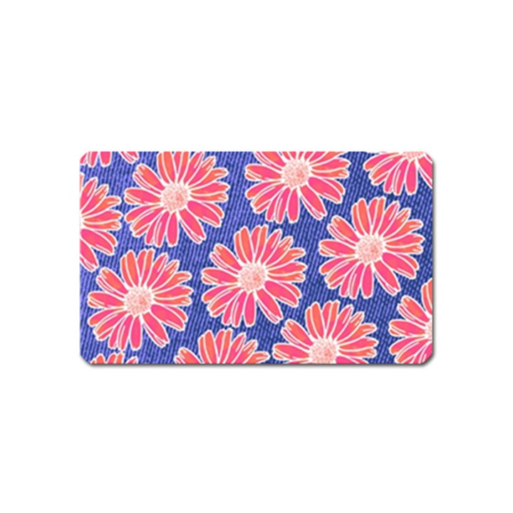 Pink Daisy Pattern Magnet (Name Card)