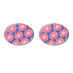 Pink Daisy Pattern Cufflinks (oval) by DanaeStudio