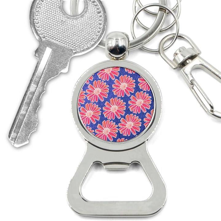 Pink Daisy Pattern Bottle Opener Key Chains