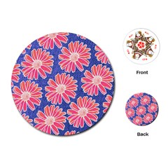 Pink Daisy Pattern Playing Cards (round)  by DanaeStudio