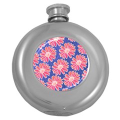 Pink Daisy Pattern Round Hip Flask (5 Oz) by DanaeStudio