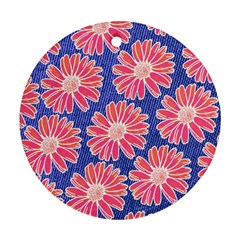 Pink Daisy Pattern Round Ornament (two Sides)  by DanaeStudio