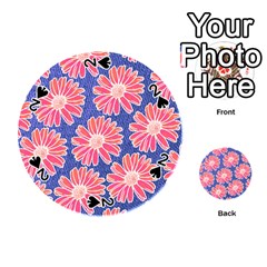 Pink Daisy Pattern Playing Cards 54 (round) 