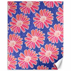 Pink Daisy Pattern Canvas 11  X 14   by DanaeStudio