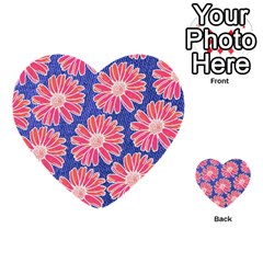 Pink Daisy Pattern Multi-purpose Cards (heart)  by DanaeStudio