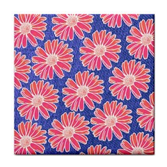 Pink Daisy Pattern Face Towel by DanaeStudio