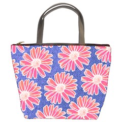 Pink Daisy Pattern Bucket Bags by DanaeStudio